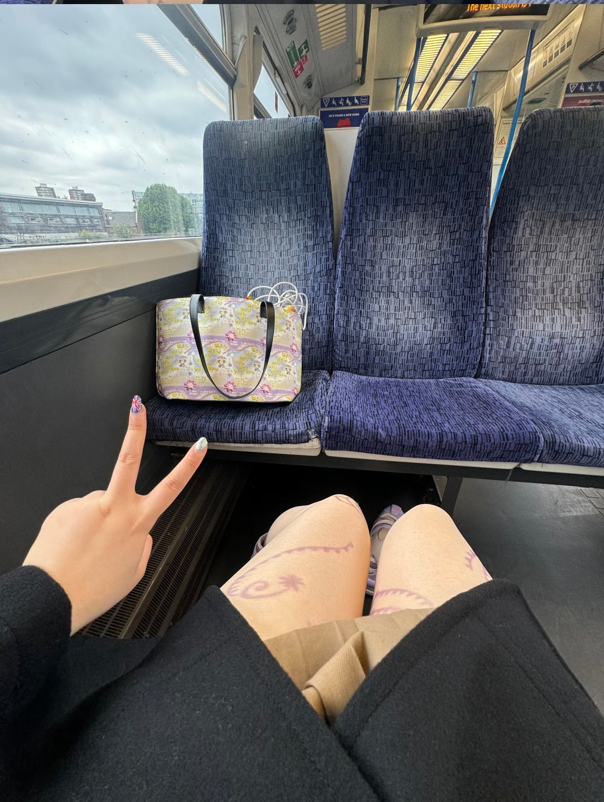 Purple Tattoo Print Sheer Skin Tights