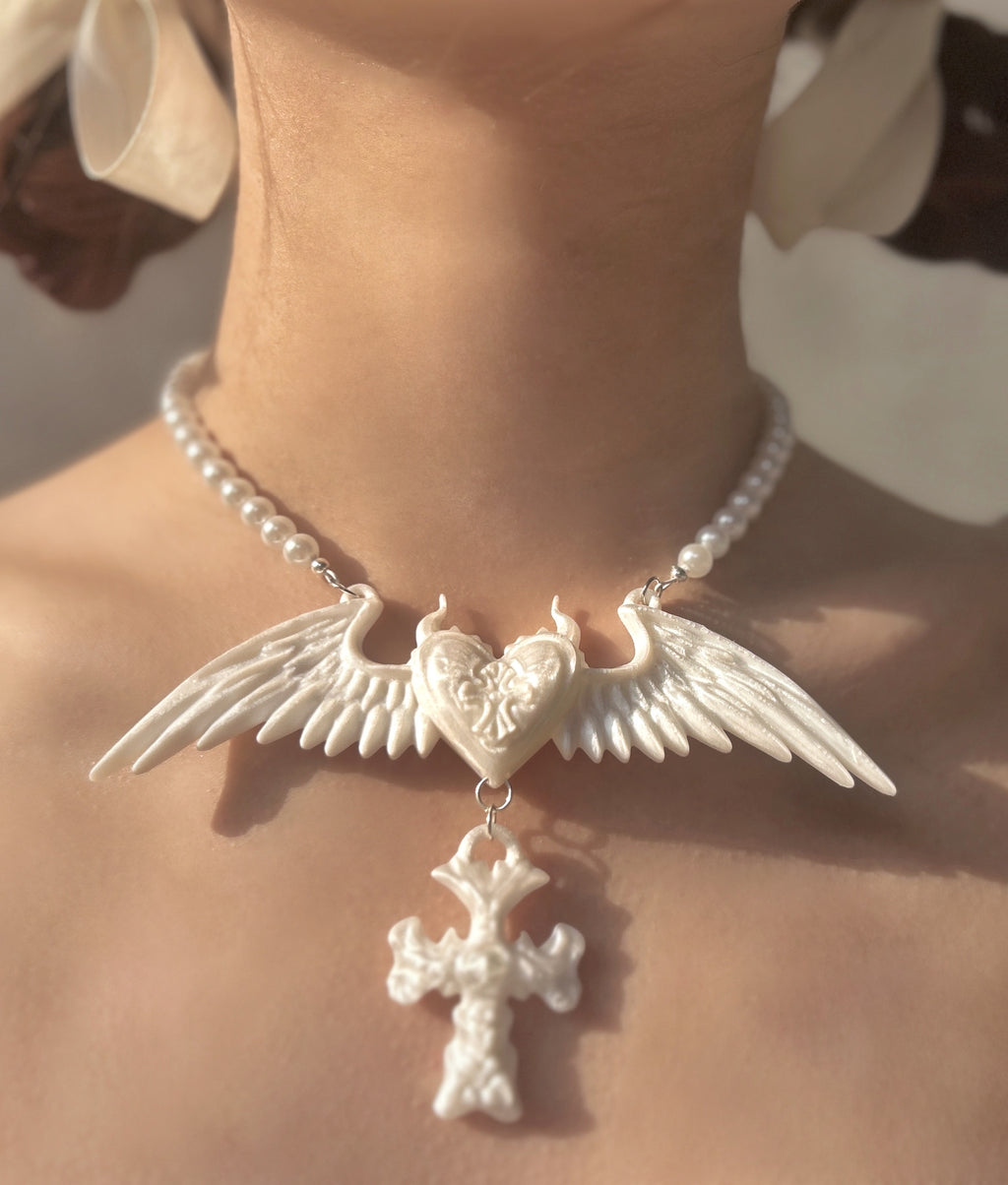 Blessing Heart 3D Printed & Hand-Beaded Necklace