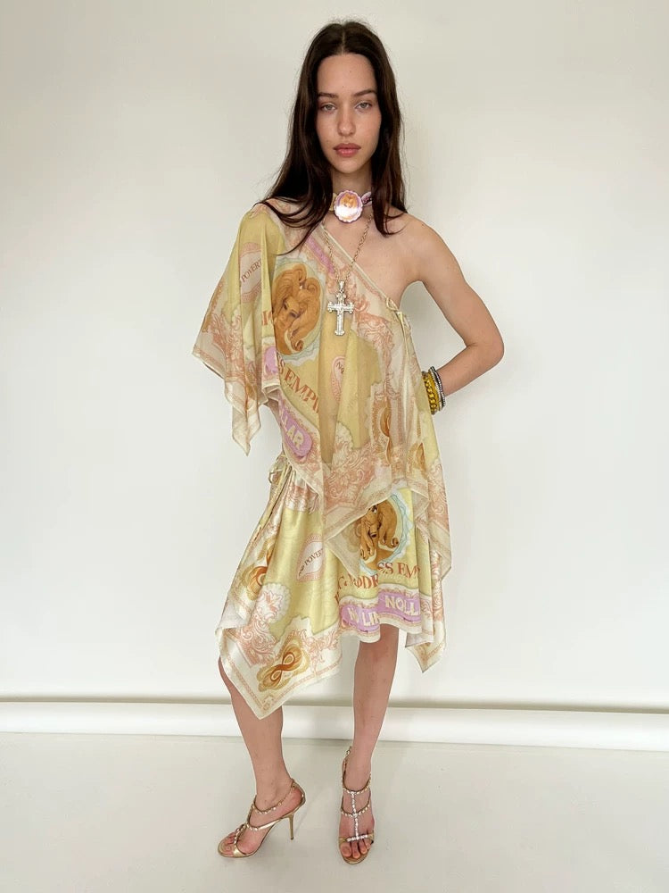 "NOmoney" Banknote Print Off-Shoulder Top (Wearable as a Top or Dress)