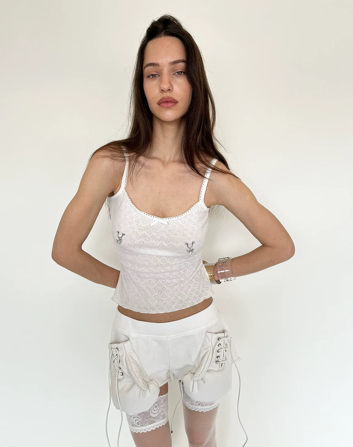 White Faux Leather Boxing Glove Mini Shorts
