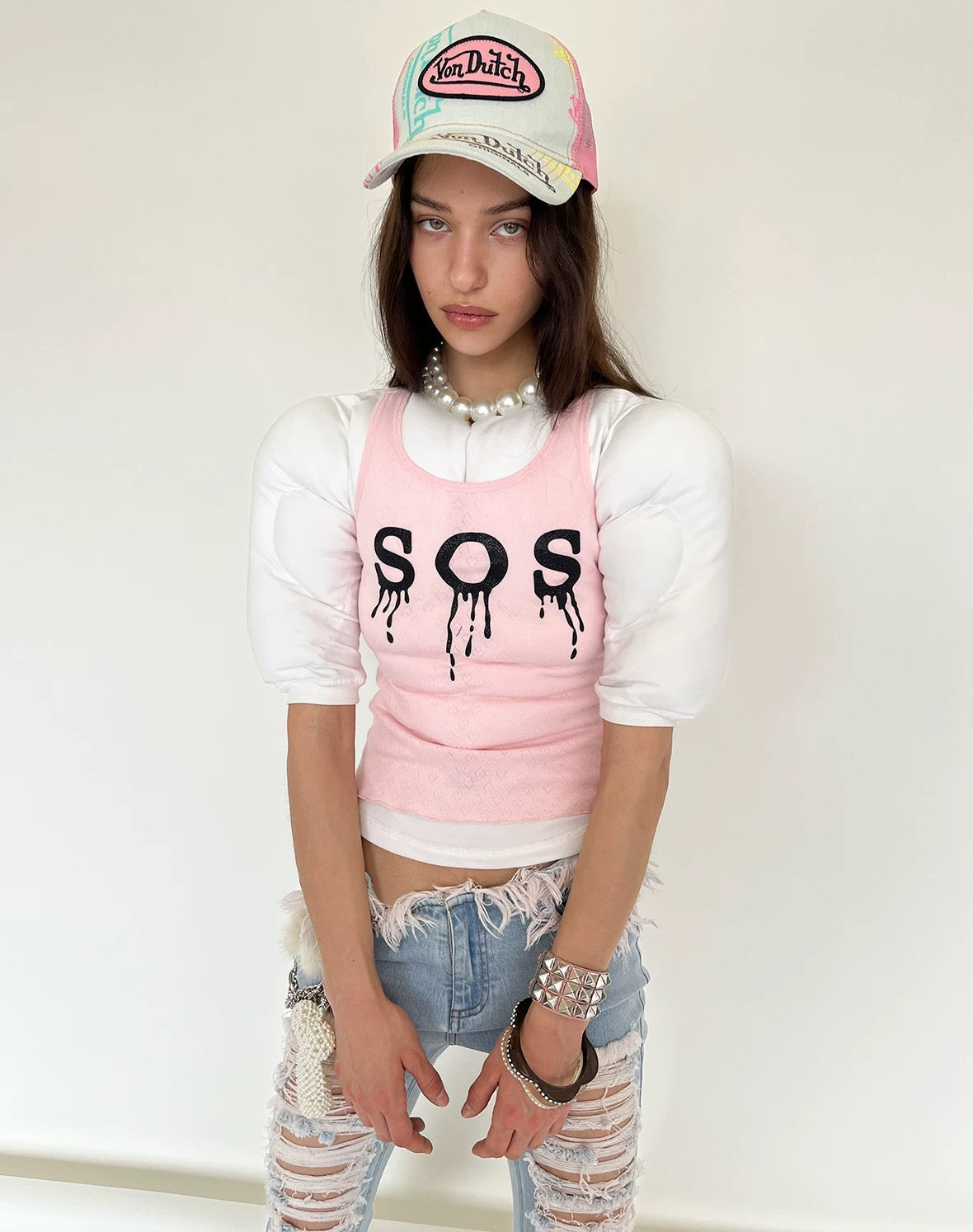 White Navel Ring Muscle top