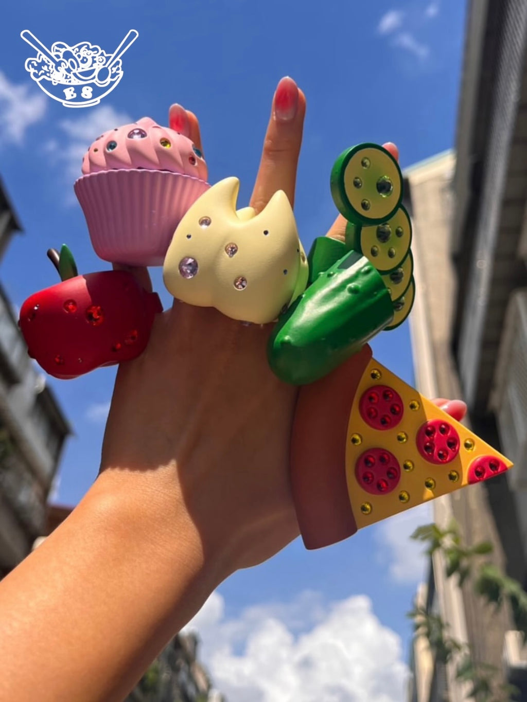 Emo Salad Realistic 3D Crystal Cucumber-Shaped Ring