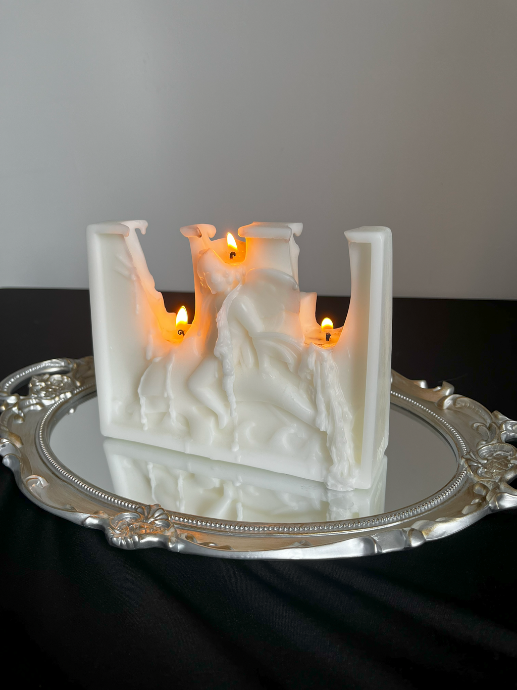 ingo | "Cupid on the Dolphin" Bas-Relief Sculpture Candle – Heavyweight Marble Base Scented Art Piece