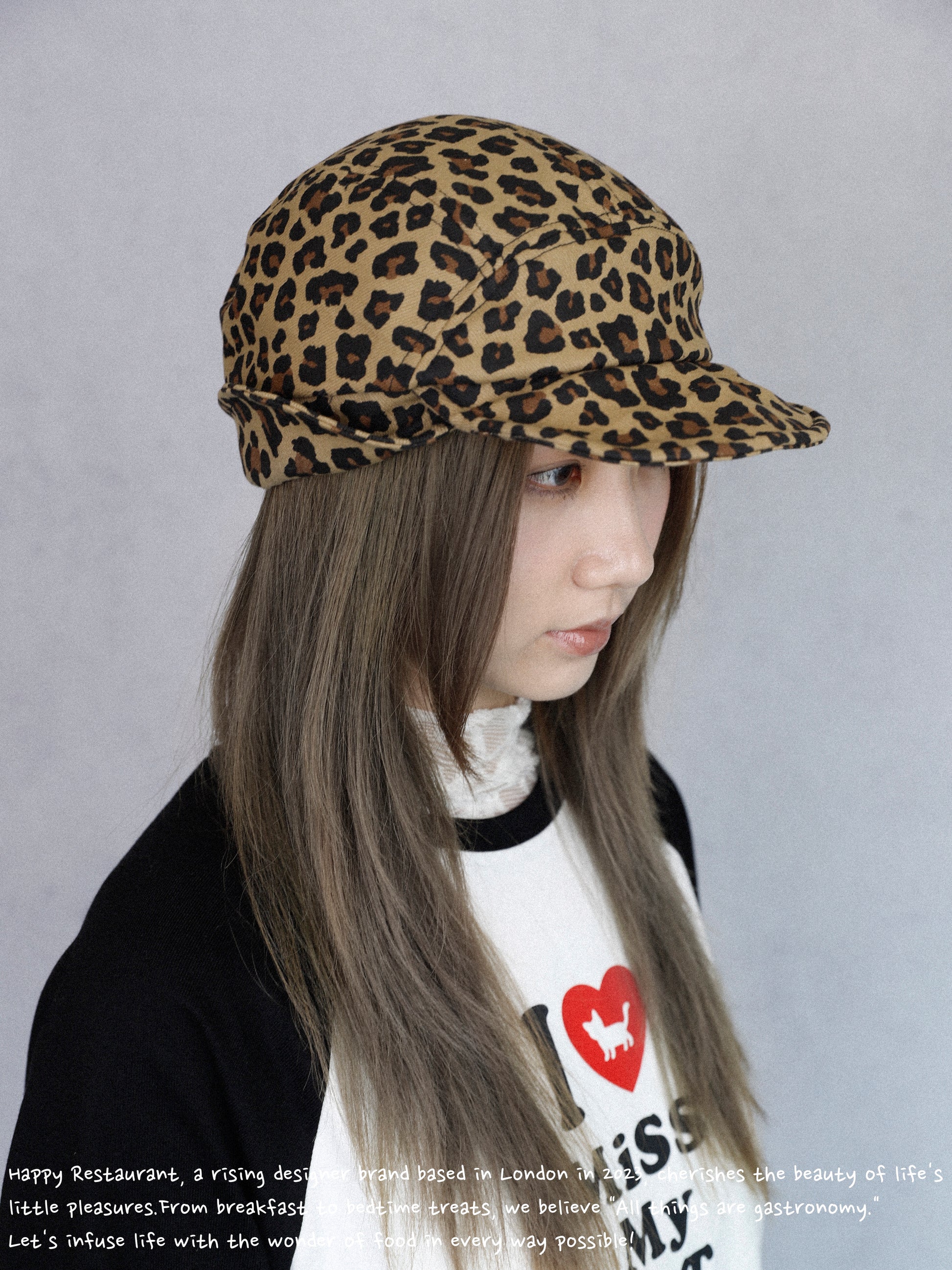 Happy Restaurant | Leopard Print Denim "Shape-Shifter" Cap