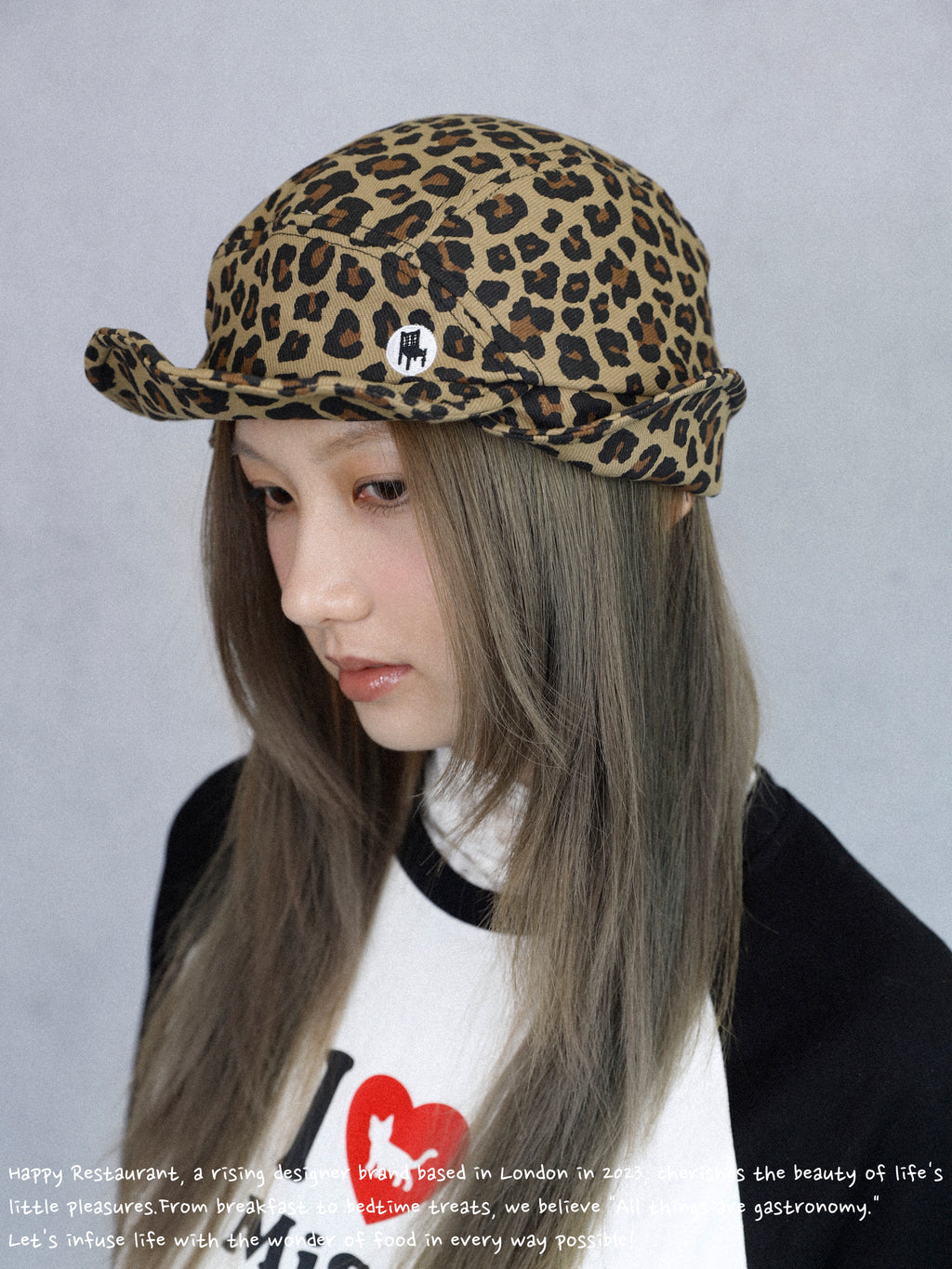 Happy Restaurant | Leopard Print Denim "Shape-Shifter" Cap