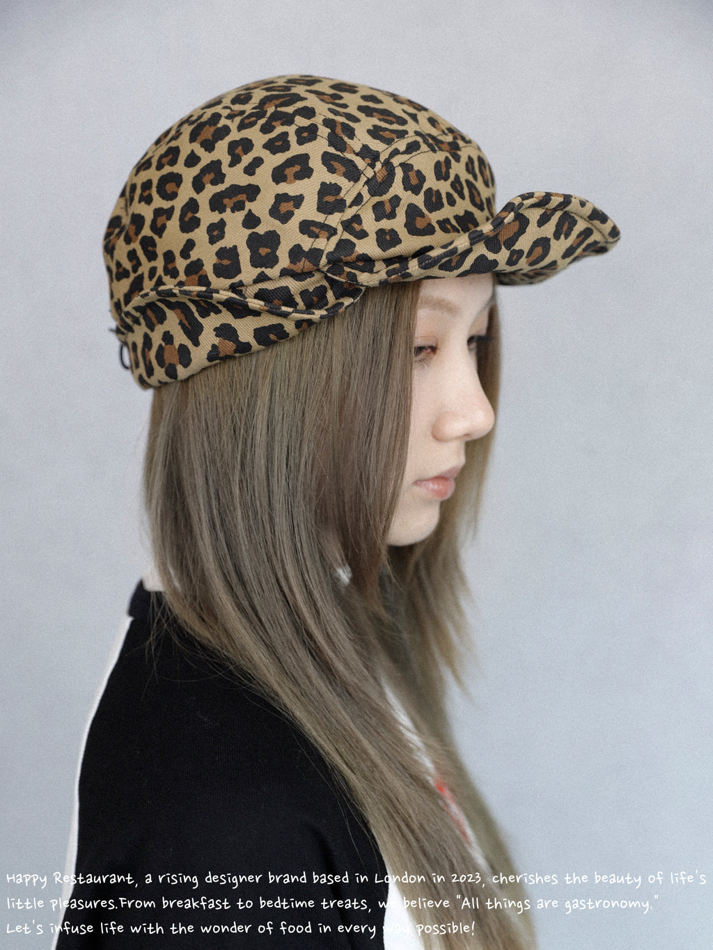 Happy Restaurant | Leopard Print Denim "Shape-Shifter" Cap