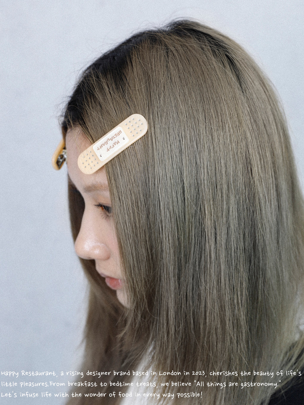 Happy Restaurant | "Band-Aid" Hair Clip Set – Acetate Artisan Hair Pin, Playful Y2K Bangs Clip