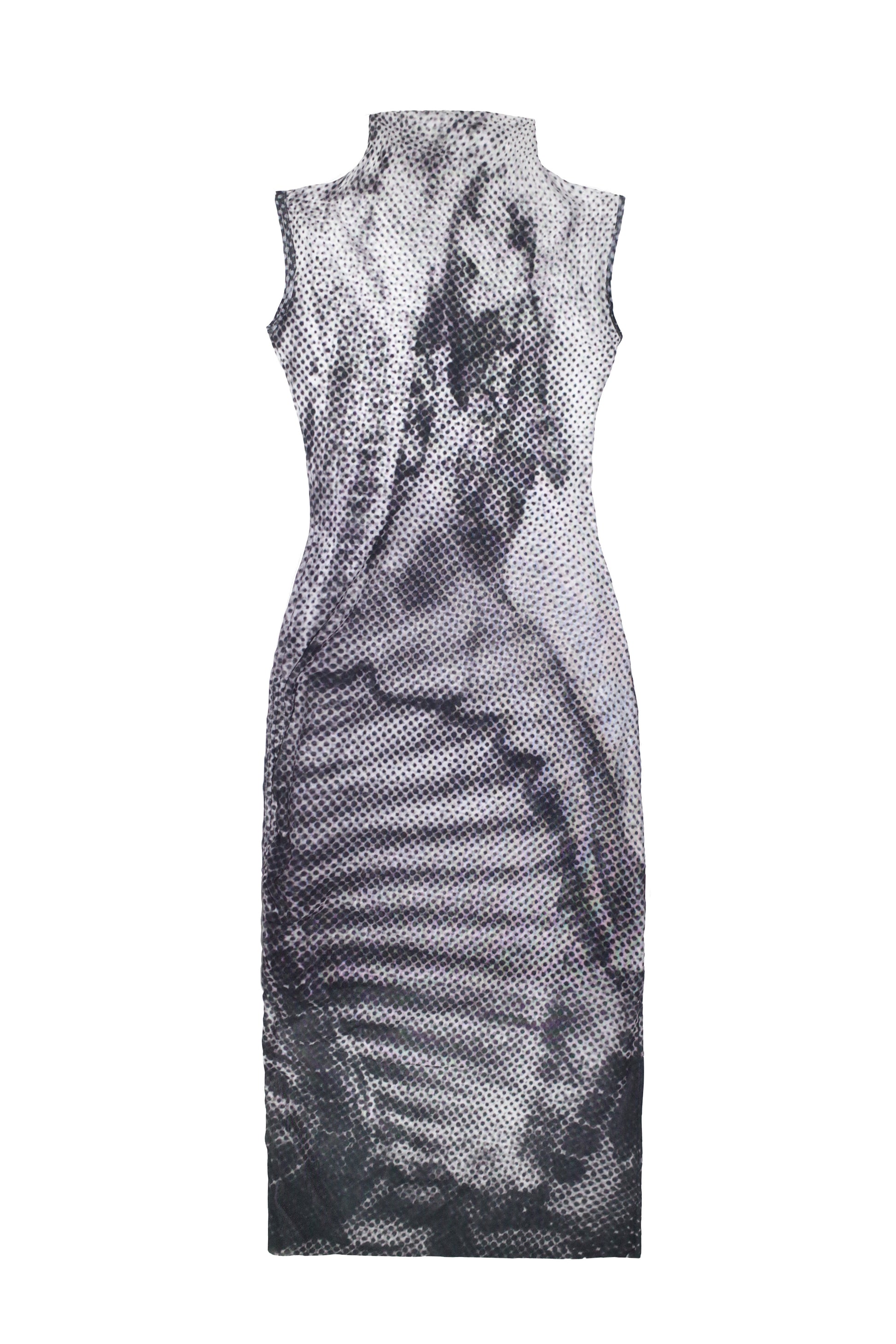 Nedenal Ex-Voto Skeletal Structure Ruched Mesh Dress