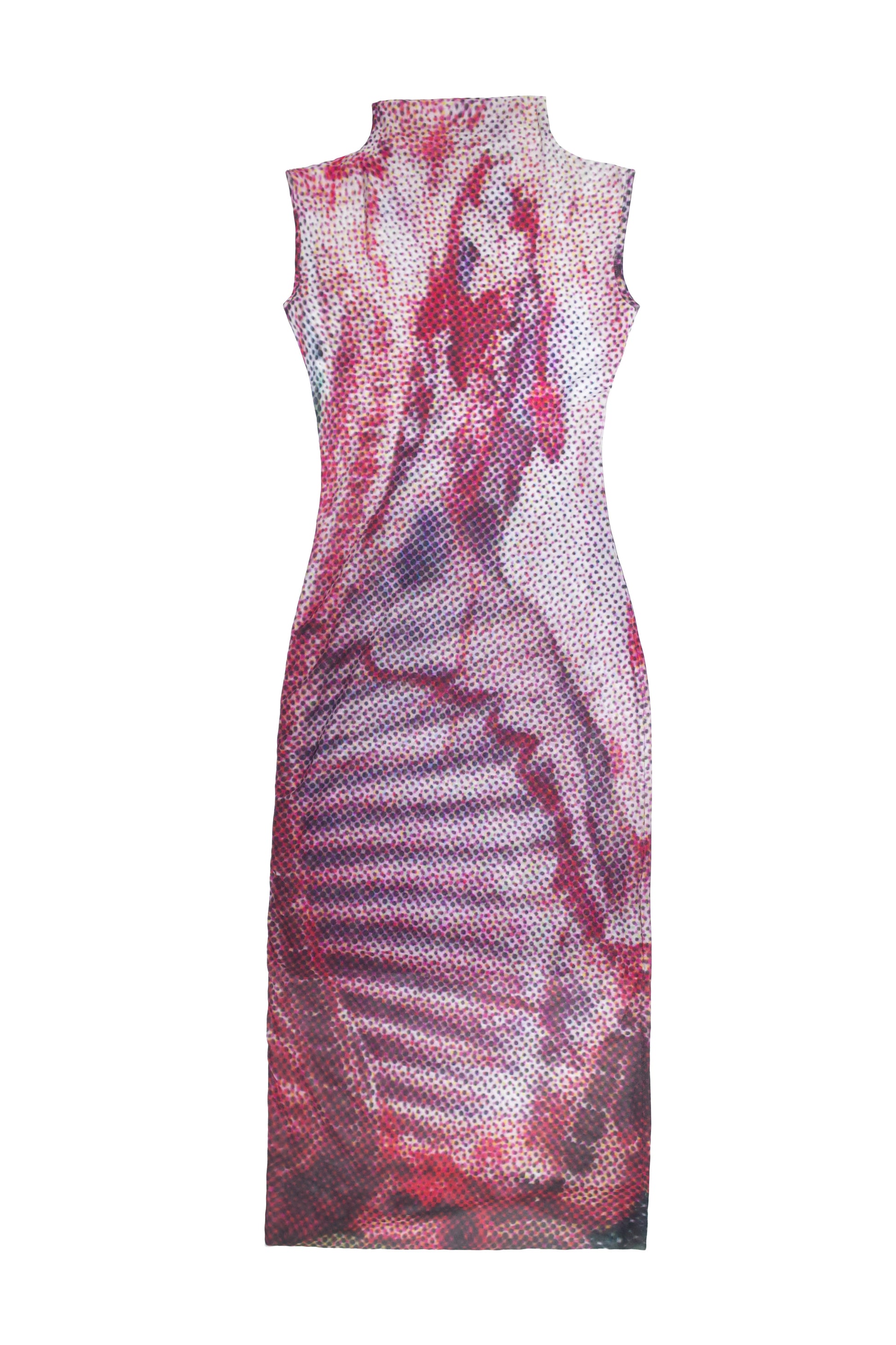 Nedenal Ex-Voto Skeletal Structure Ruched Mesh Dress