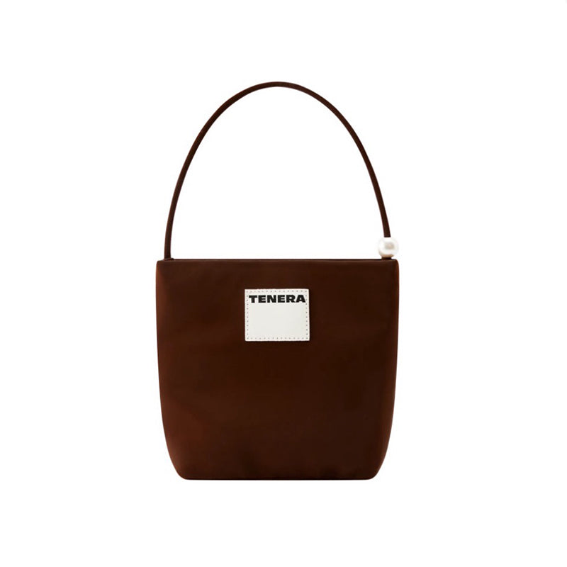 TENERA Eco-Velvet Pearl Mini Tote – Square Evening Bag with Pearl Handle