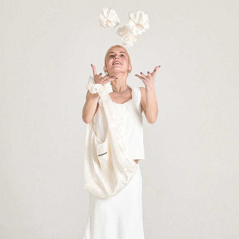 TENERA Plant-Based Satin Ballerina Shoulder Tote Bag