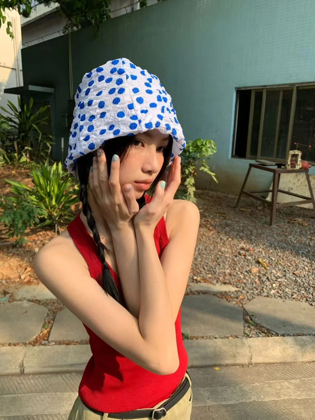 “Shallow Shore Bubbles” Sculptural Polka Dot Bucket Hat