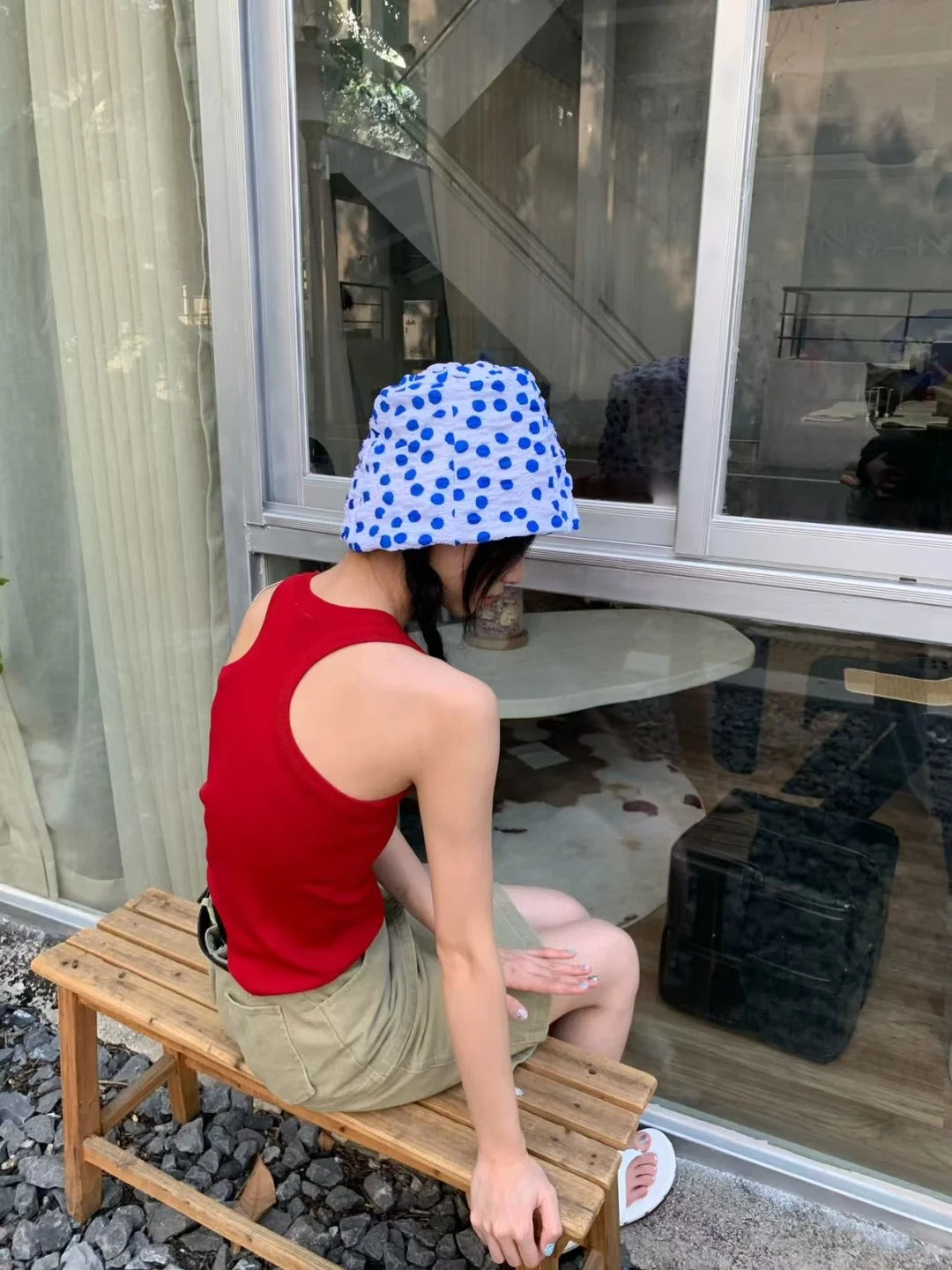 “Shallow Shore Bubbles” Sculptural Polka Dot Bucket Hat