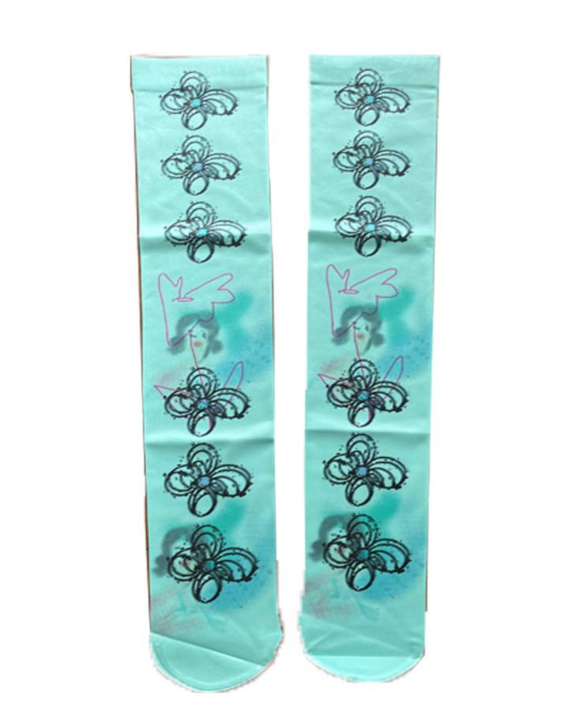 Alien Collage Calf Socks｜Digital Chaos Edition