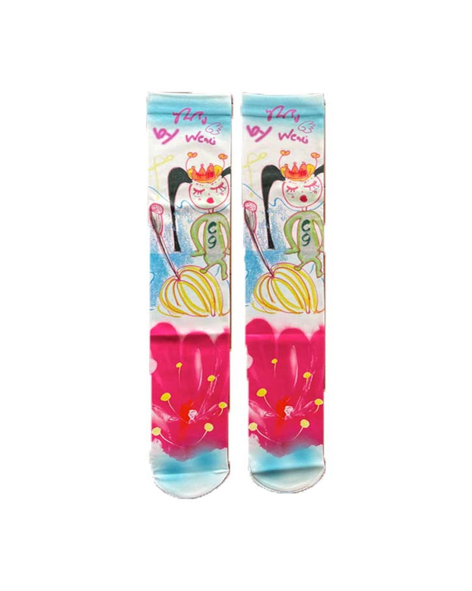 Alien Collage Calf Socks｜Digital Chaos Edition