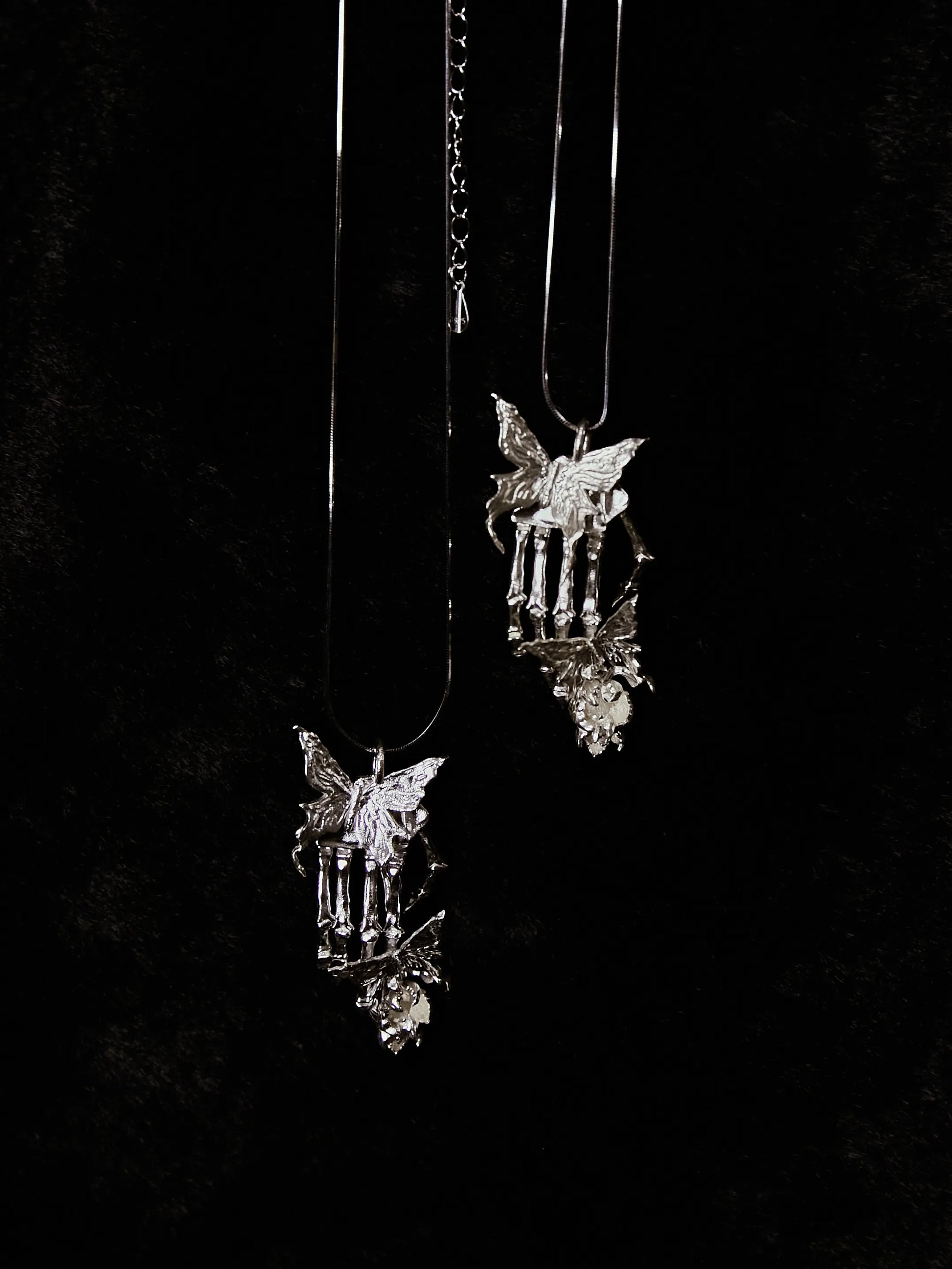 Metamorphosis Hand Bone Butterfly Necklace | Gothic Relic Pendant