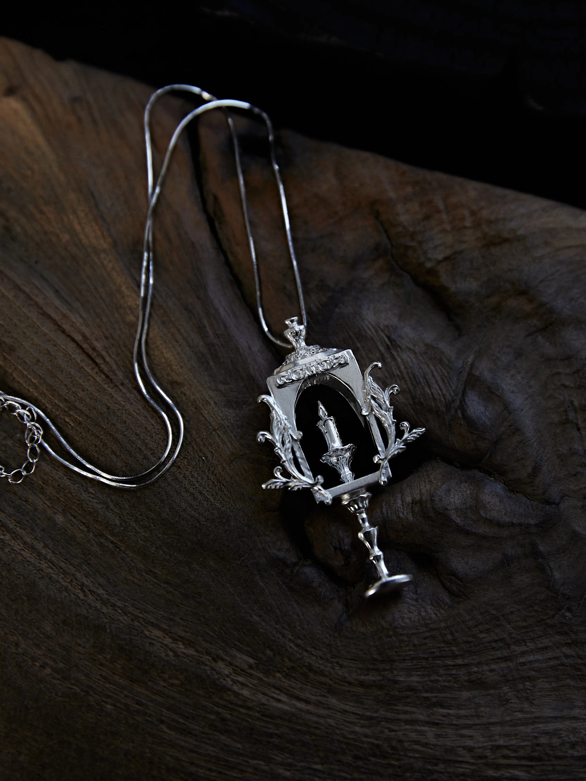 Candle & Chisel Sculptural Necklace - S925 Silver / Silver-Plated CopperCandle & Chise