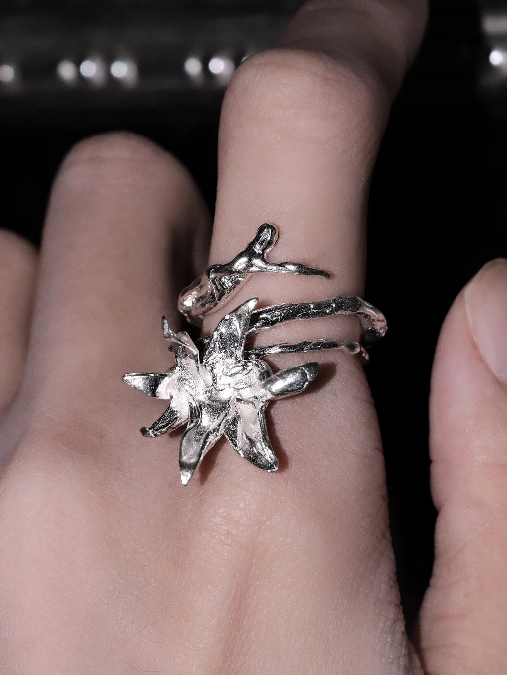 Hyacinth Thorn Ring | Sterling Silver Gothic Botanical Statement Ring
