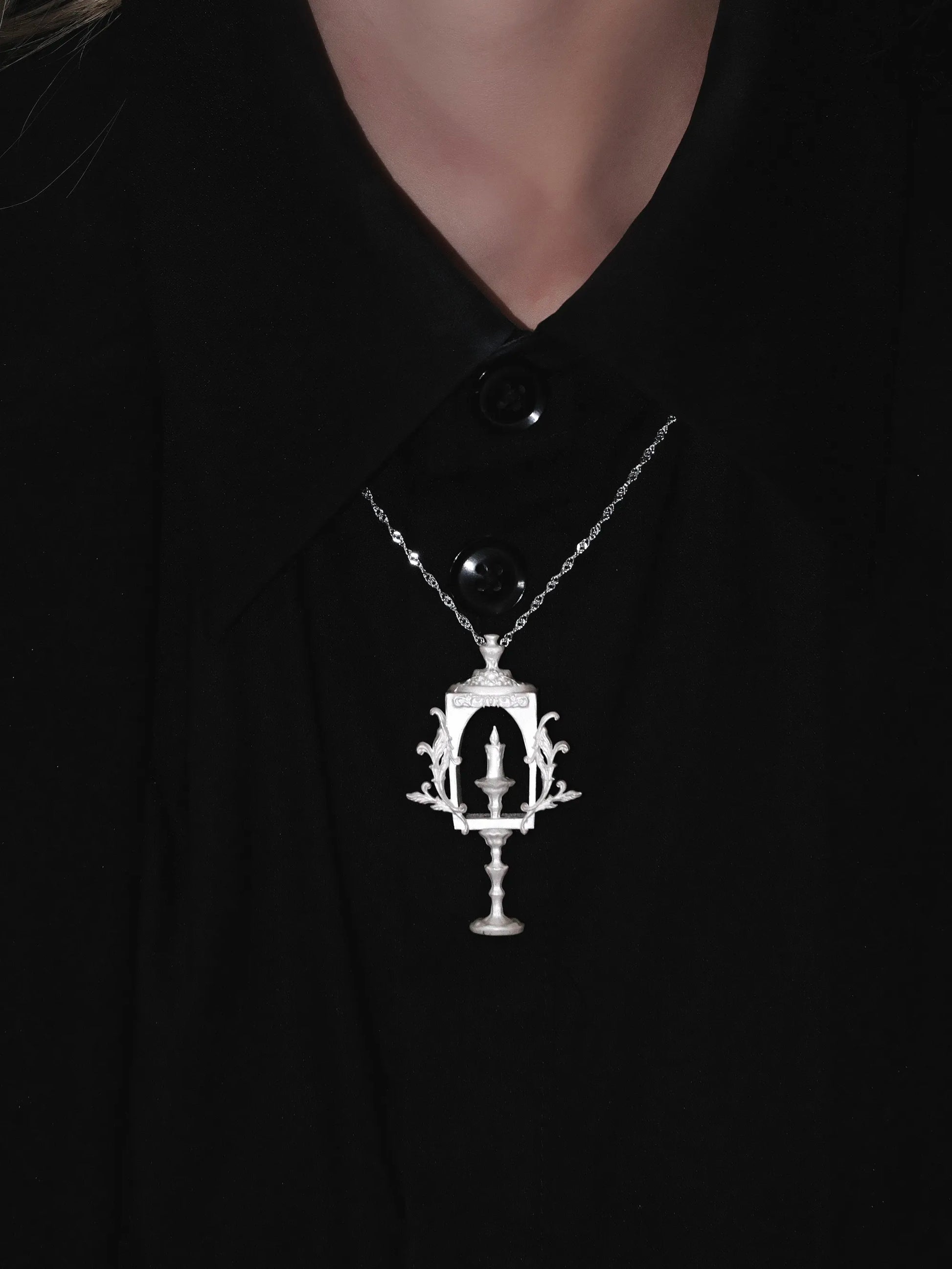 Candle & Chisel Sculptural Necklace - S925 Silver / Silver-Plated CopperCandle & Chise