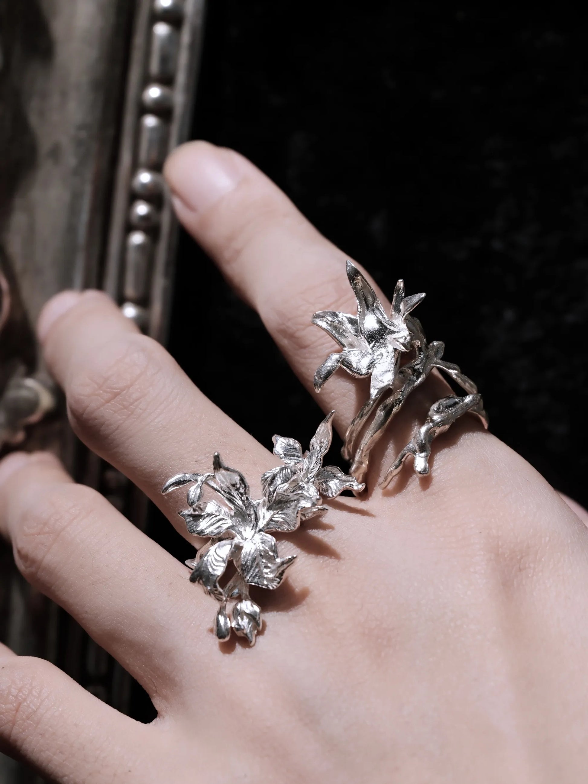 Hyacinth Thorn Ring | Sterling Silver Gothic Botanical Statement Ring