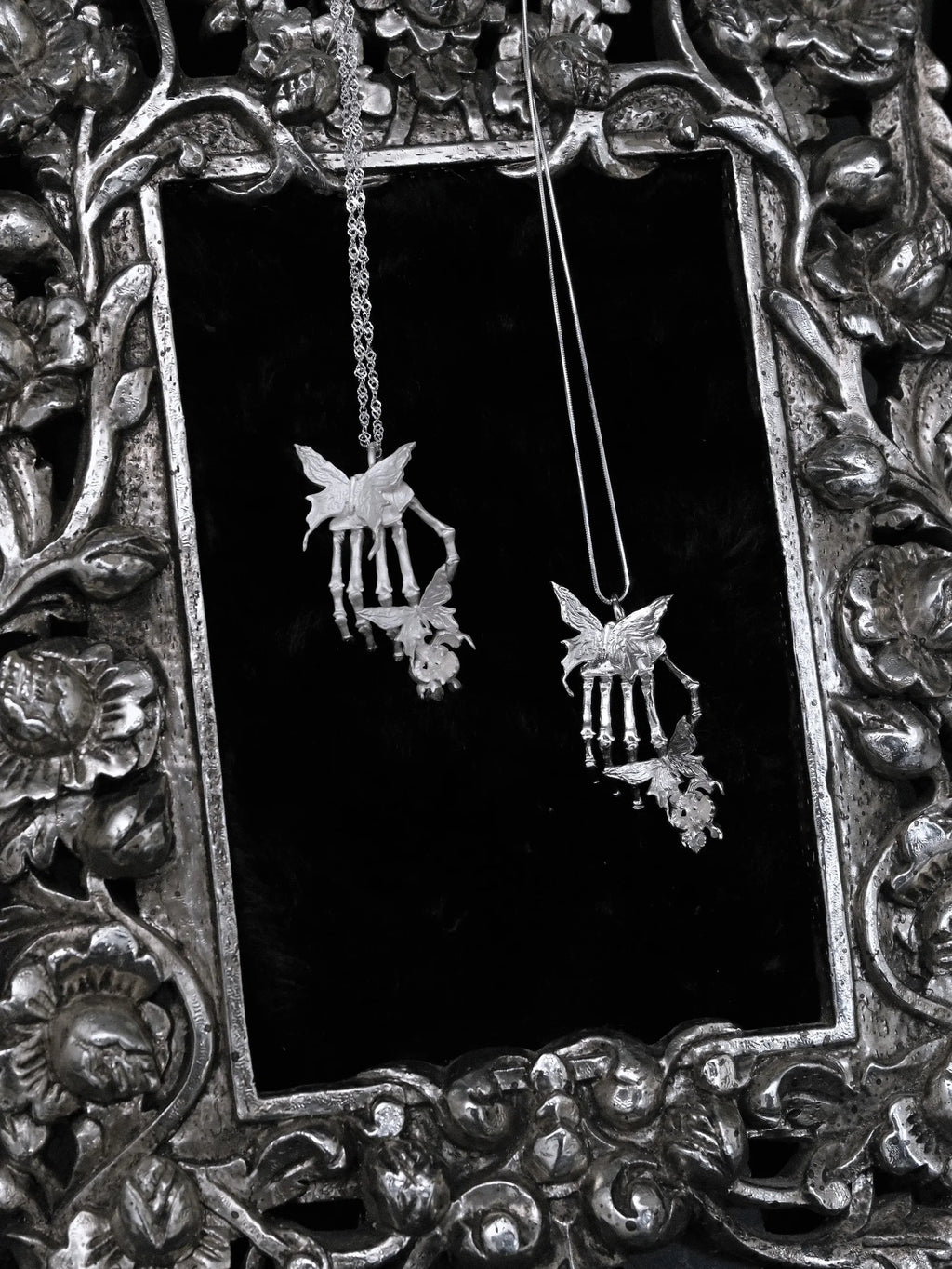 Metamorphosis Hand Bone Butterfly Necklace | Gothic Relic Pendant