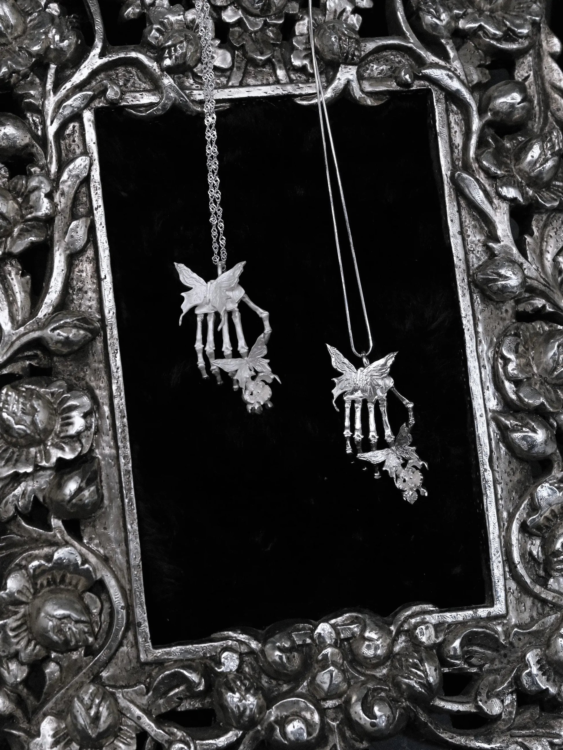 Metamorphosis Hand Bone Butterfly Necklace | Gothic Relic Pendant