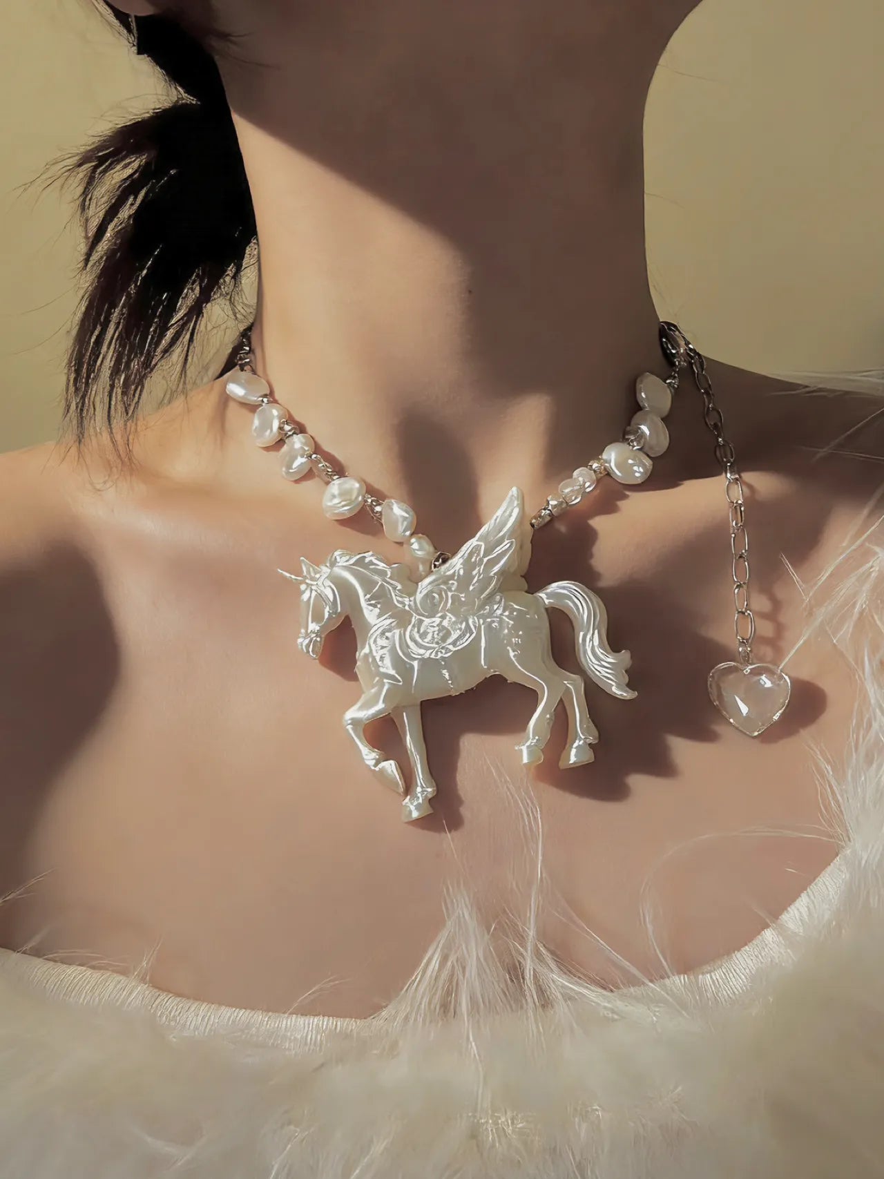 Lucky Pegasus 3D Printed Bag Charm with Pearl Detail