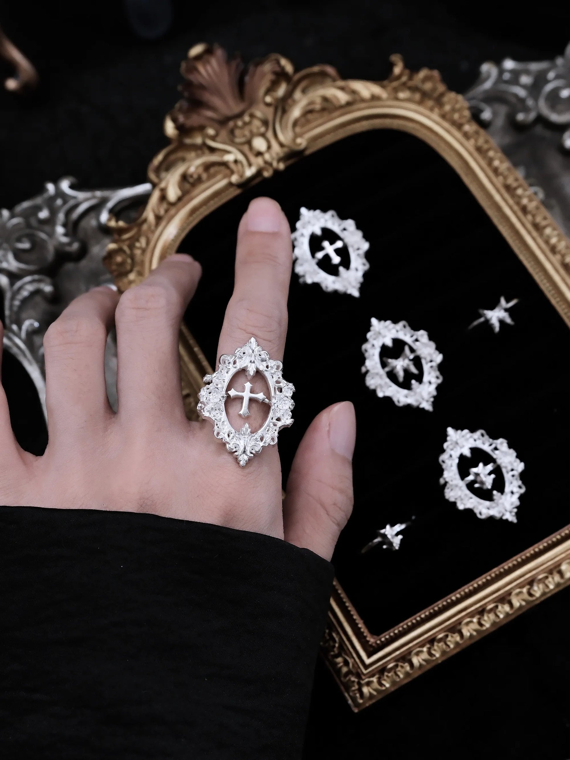 Sacred Frame Silver Open Ring Set - S925 Sterling Silver