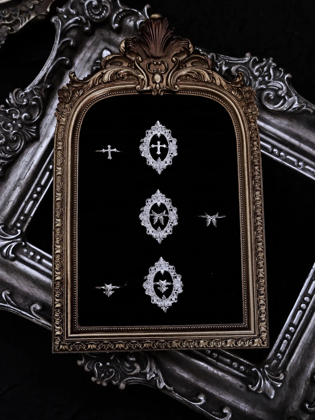Sacred Frame Silver Open Ring Set - S925 Sterling Silver