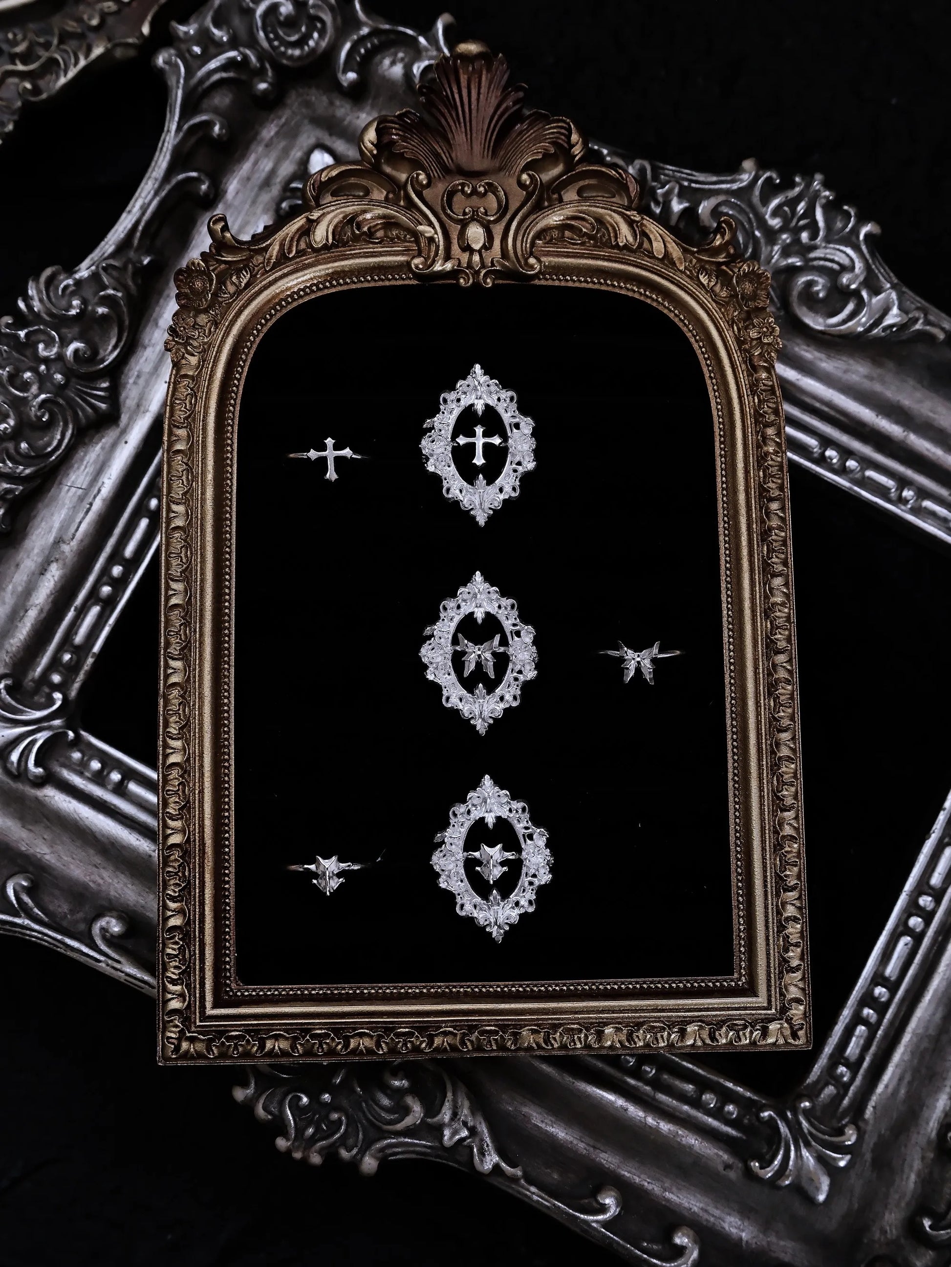 Sacred Frame Silver Open Ring Set - S925 Sterling Silver