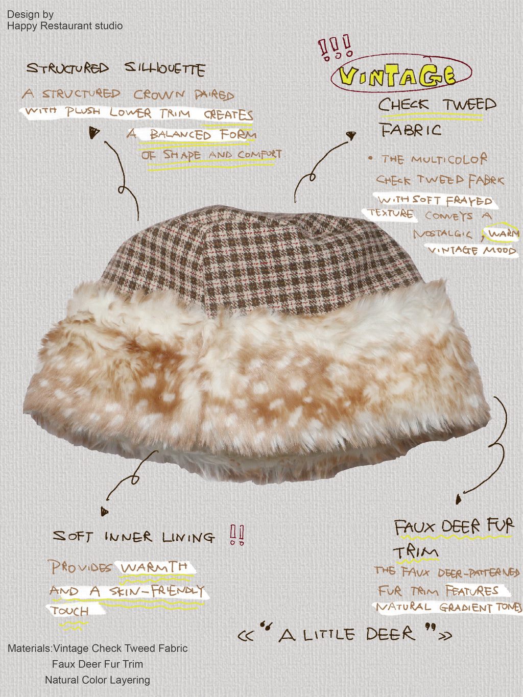 “A Little Deer / A Little Leopard” Reversible Faux Fur Hat