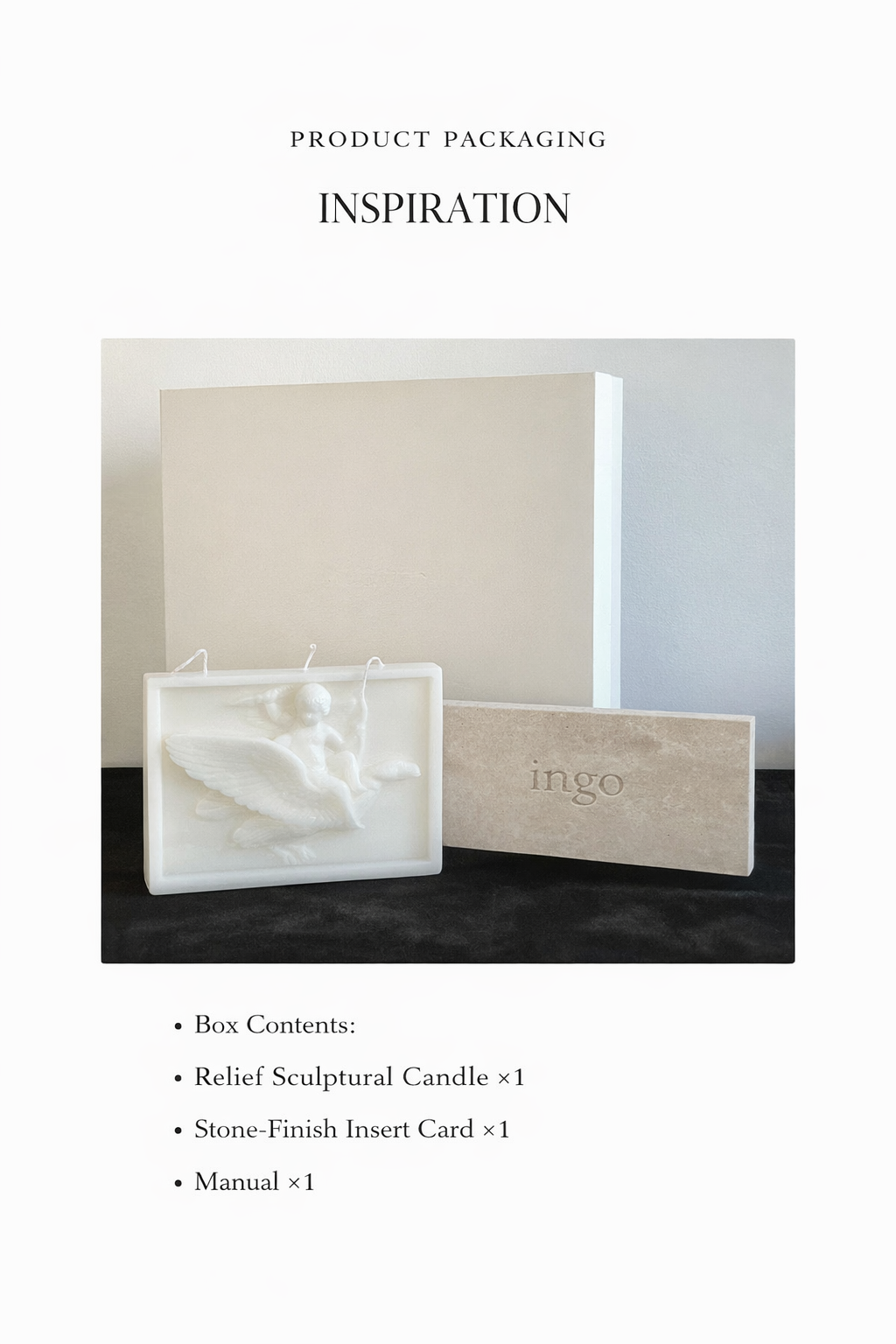 ingo | "Cupid on the Dolphin" Bas-Relief Sculpture Candle – Heavyweight Marble Base Scented Art Piece