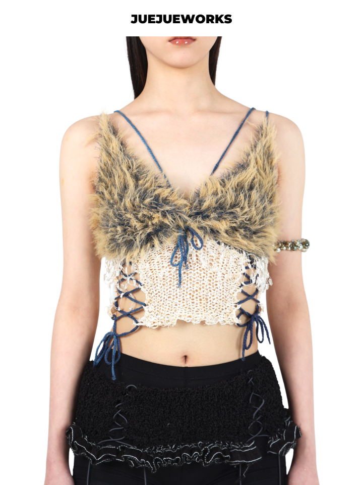 Blue Camel Fuzzy Knit Tank by JUEJUEWORKS