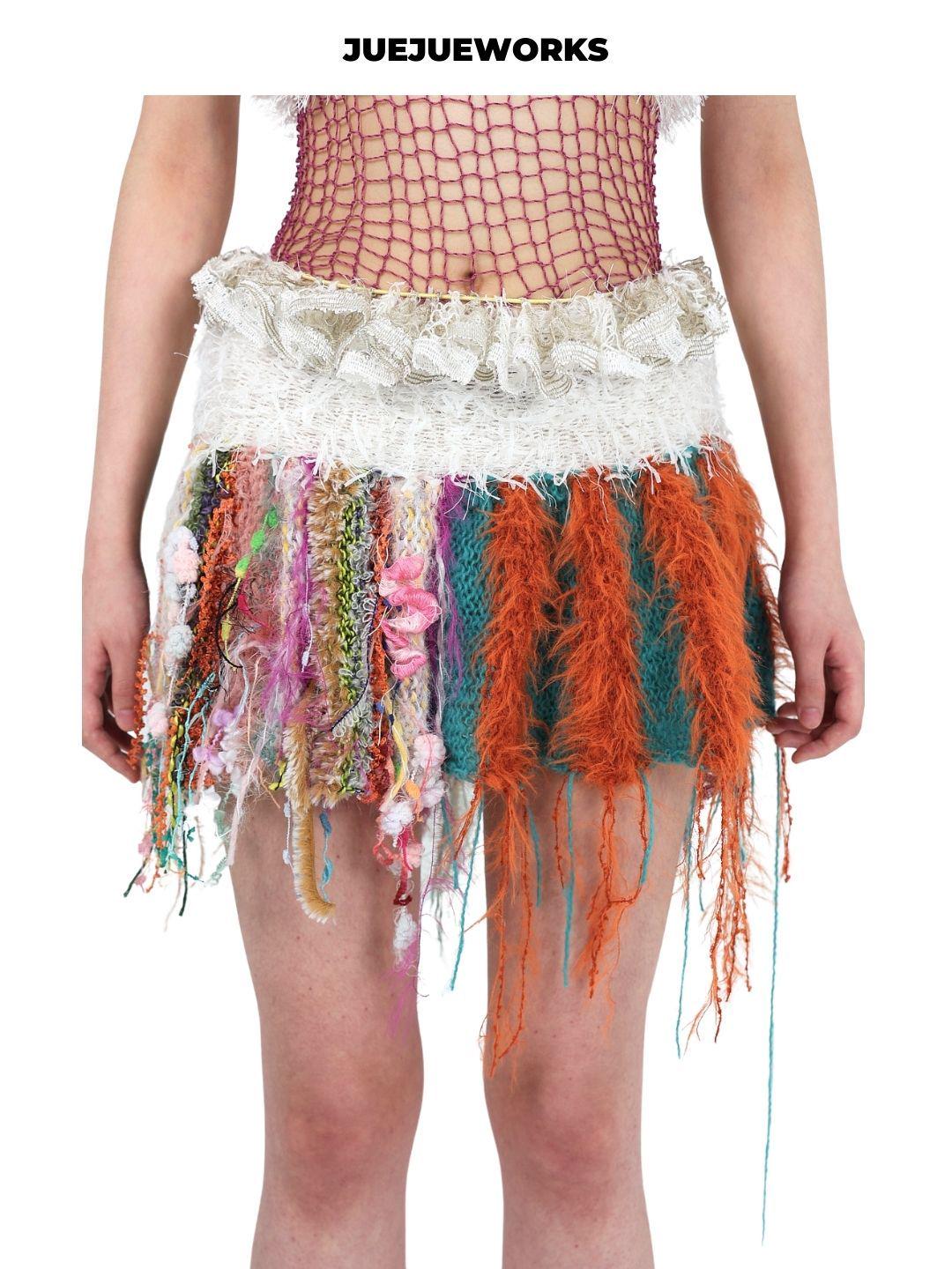 Cherry Fringe Knit Mini Skirt
