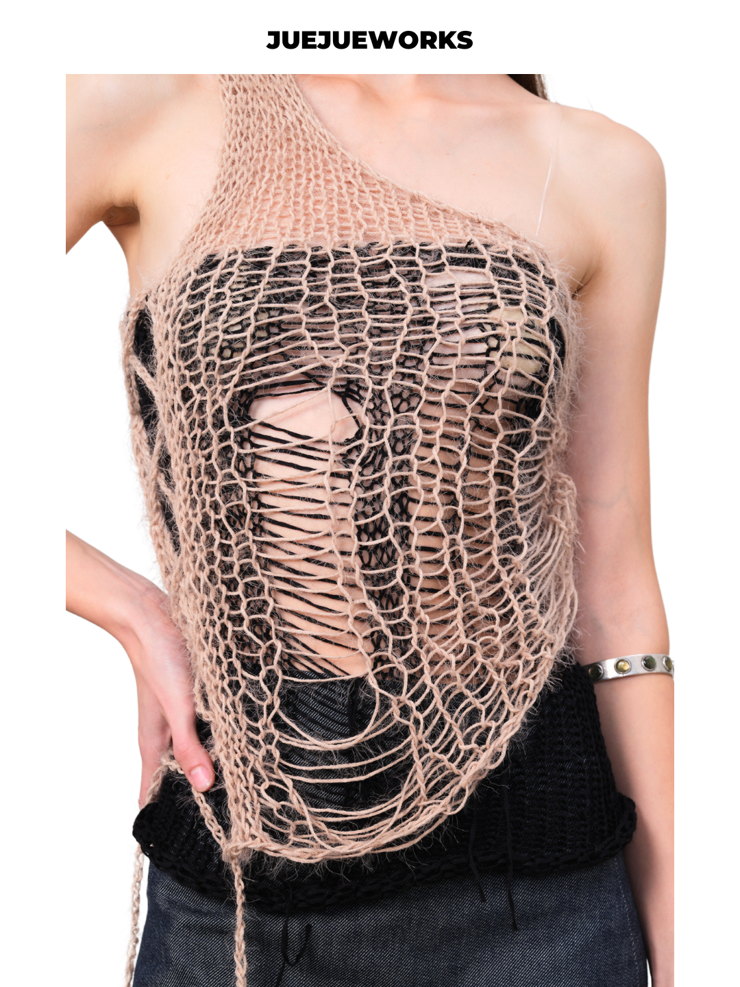 Little Lion Open-Knit Halter Top by JUEJUEWORKS