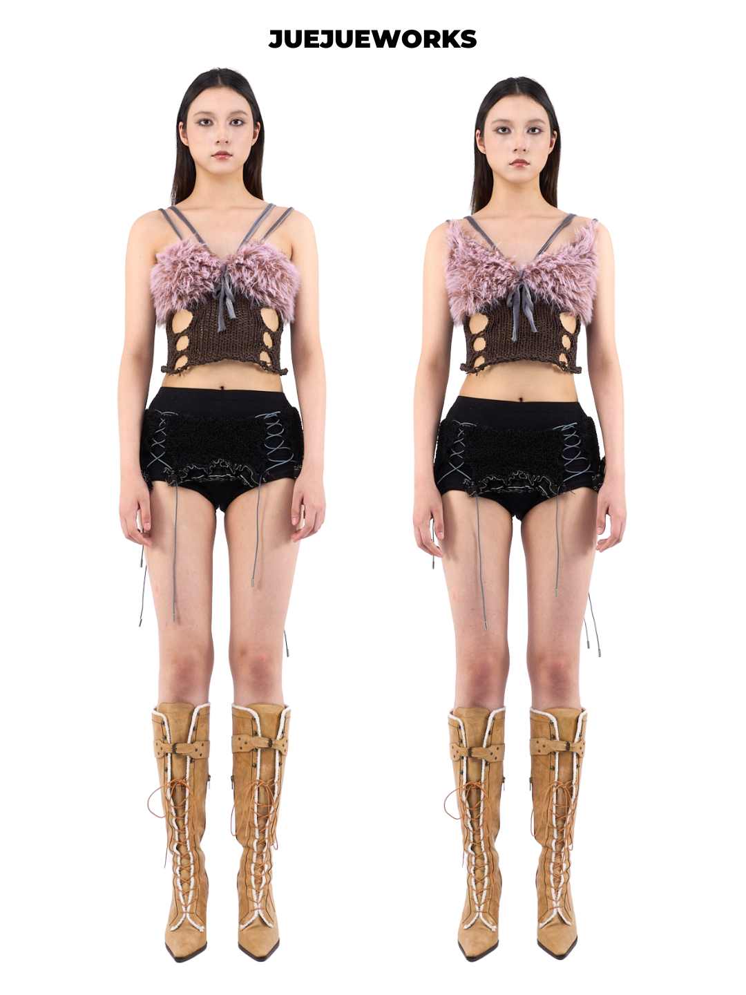 Praying Mantis Lace-Up Knit Tank by JUEJUEWORKS
