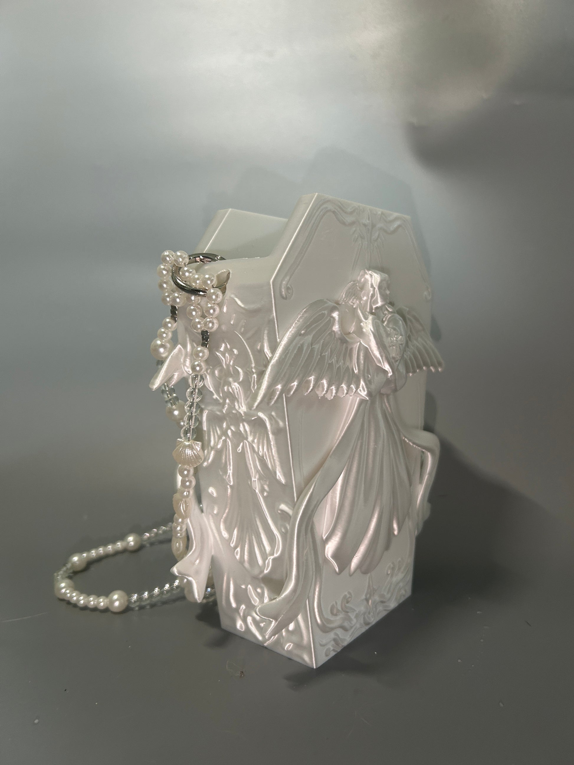 Angel’s Heart Silk White Sculptural Crossbody 3D Printing Bag