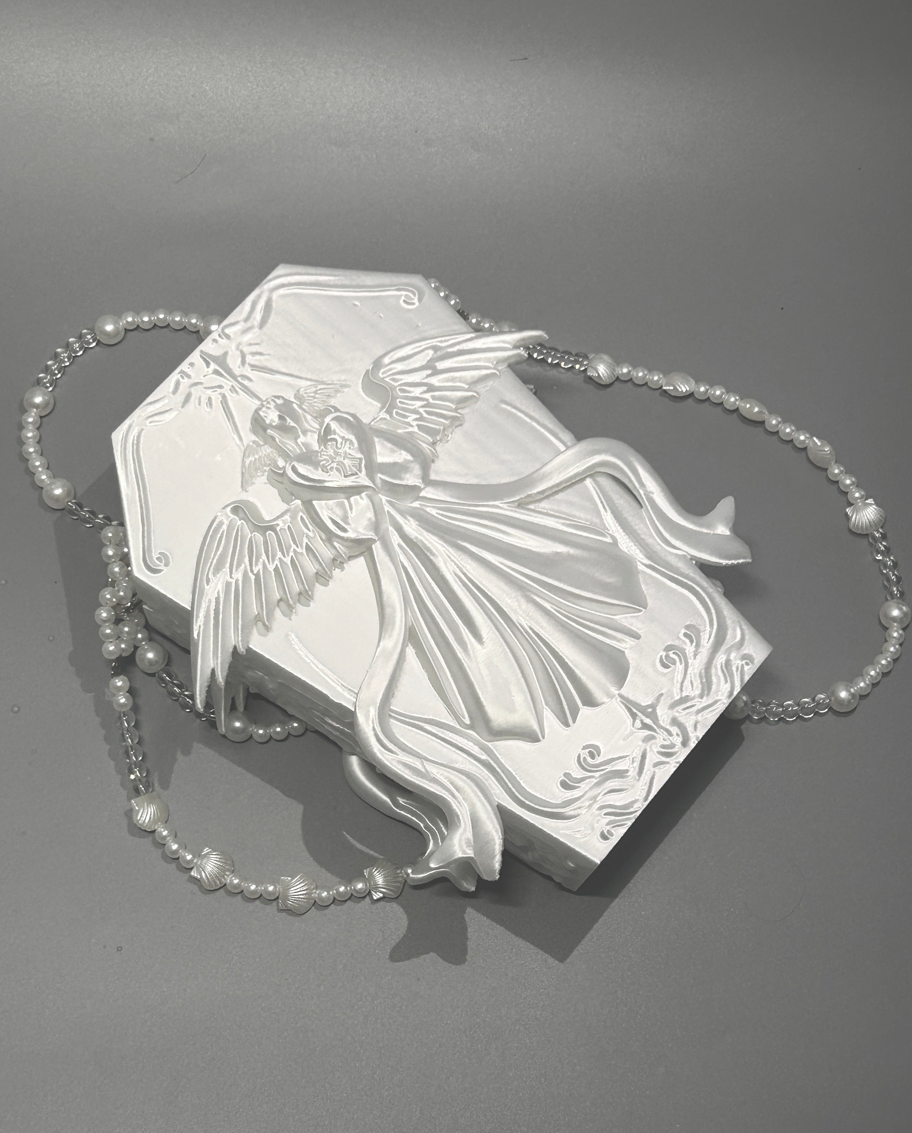 Angel’s Heart Silk White Sculptural Crossbody 3D Printing Bag