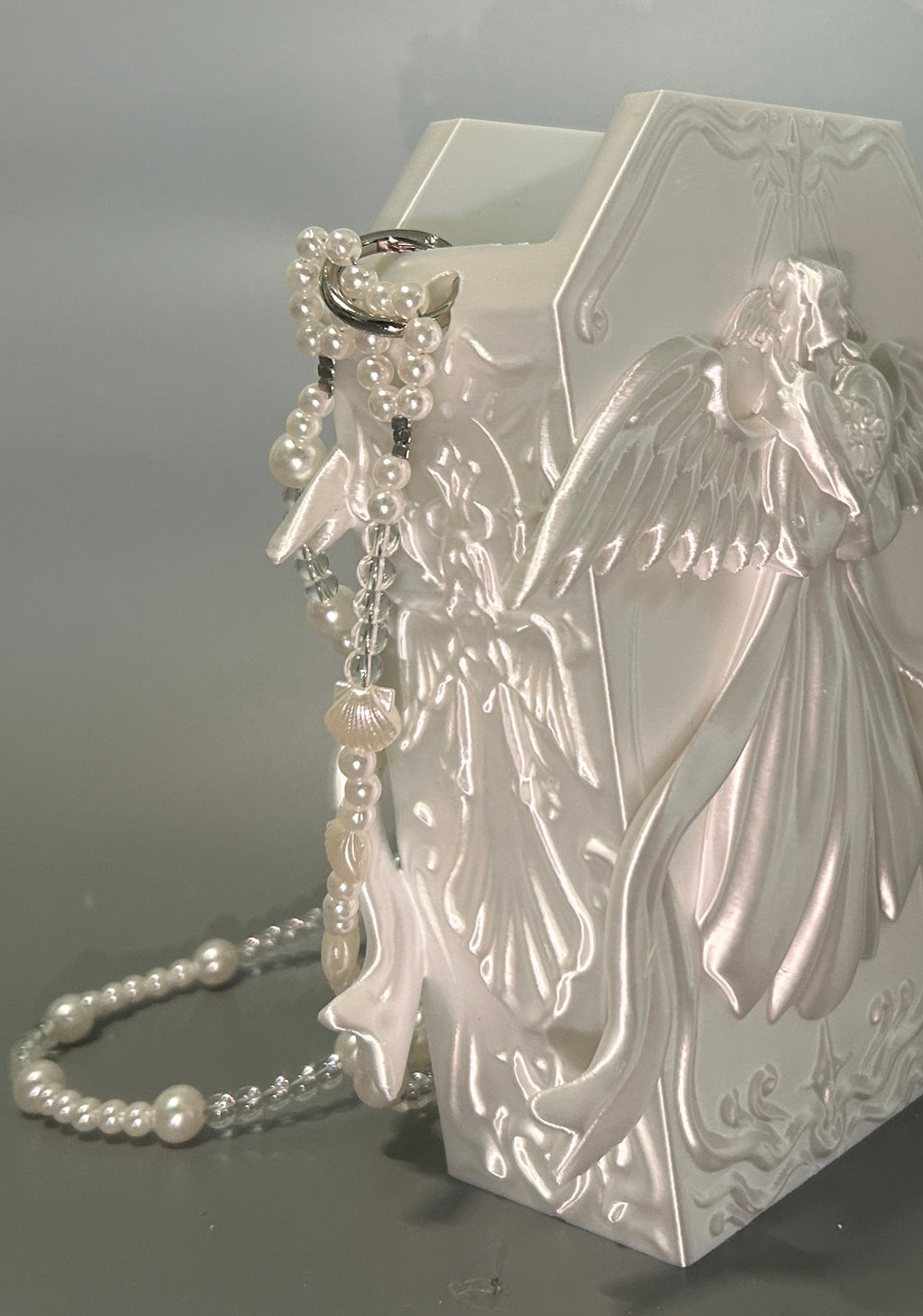 Angel’s Heart Silk White Sculptural Crossbody 3D Printing Bag