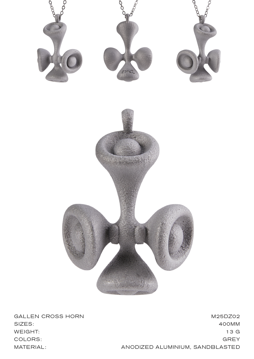 Stone Texture Cross Pendant – Grey Anodized Aluminum Necklace