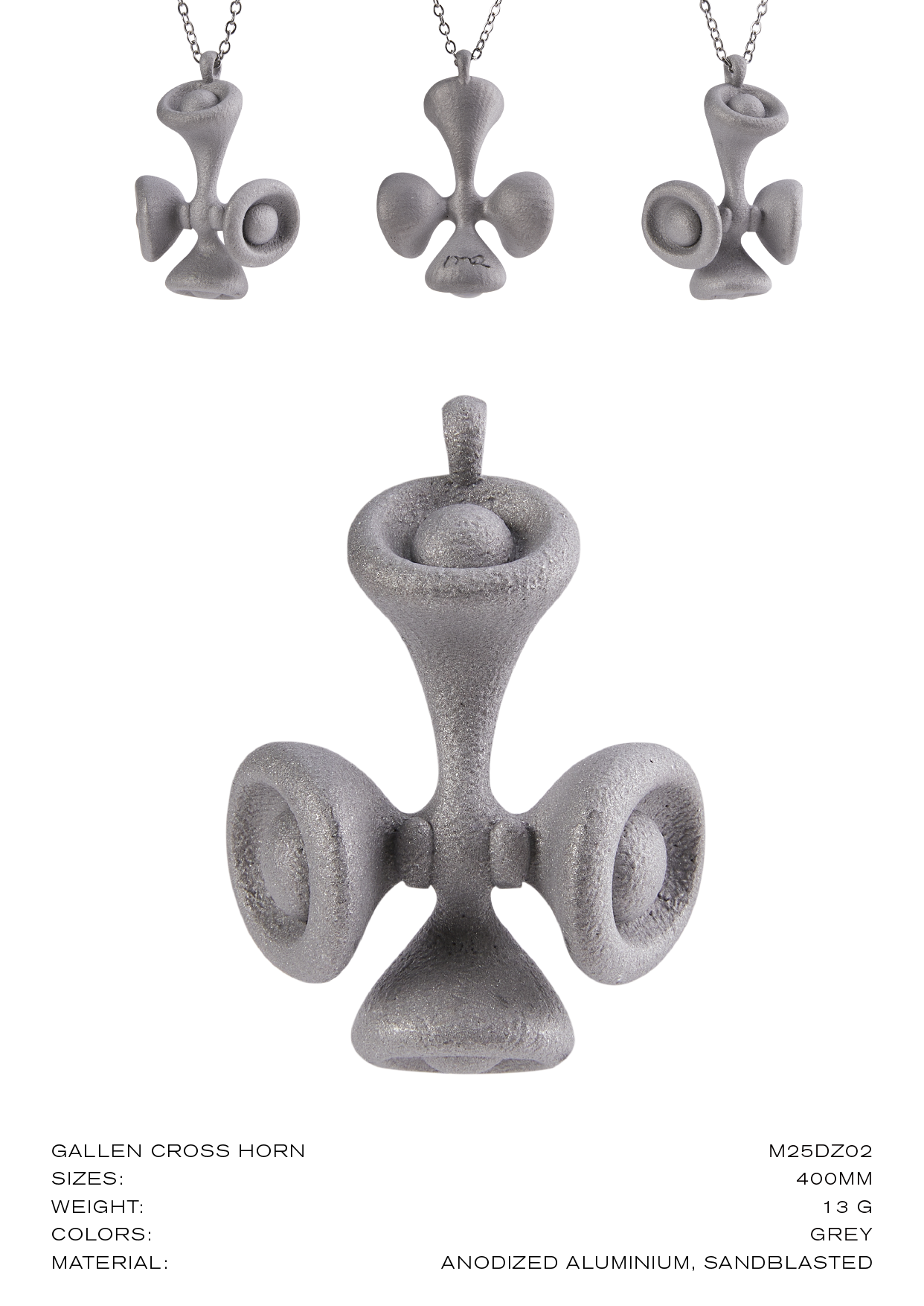 Stone Texture Cross Pendant – Grey Anodized Aluminum Necklace