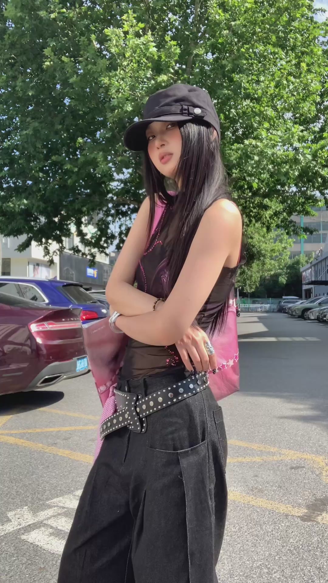 Y2K Pink DuPont Tyvek Paper Tote Bag | Millennium Hot Girl Street Style