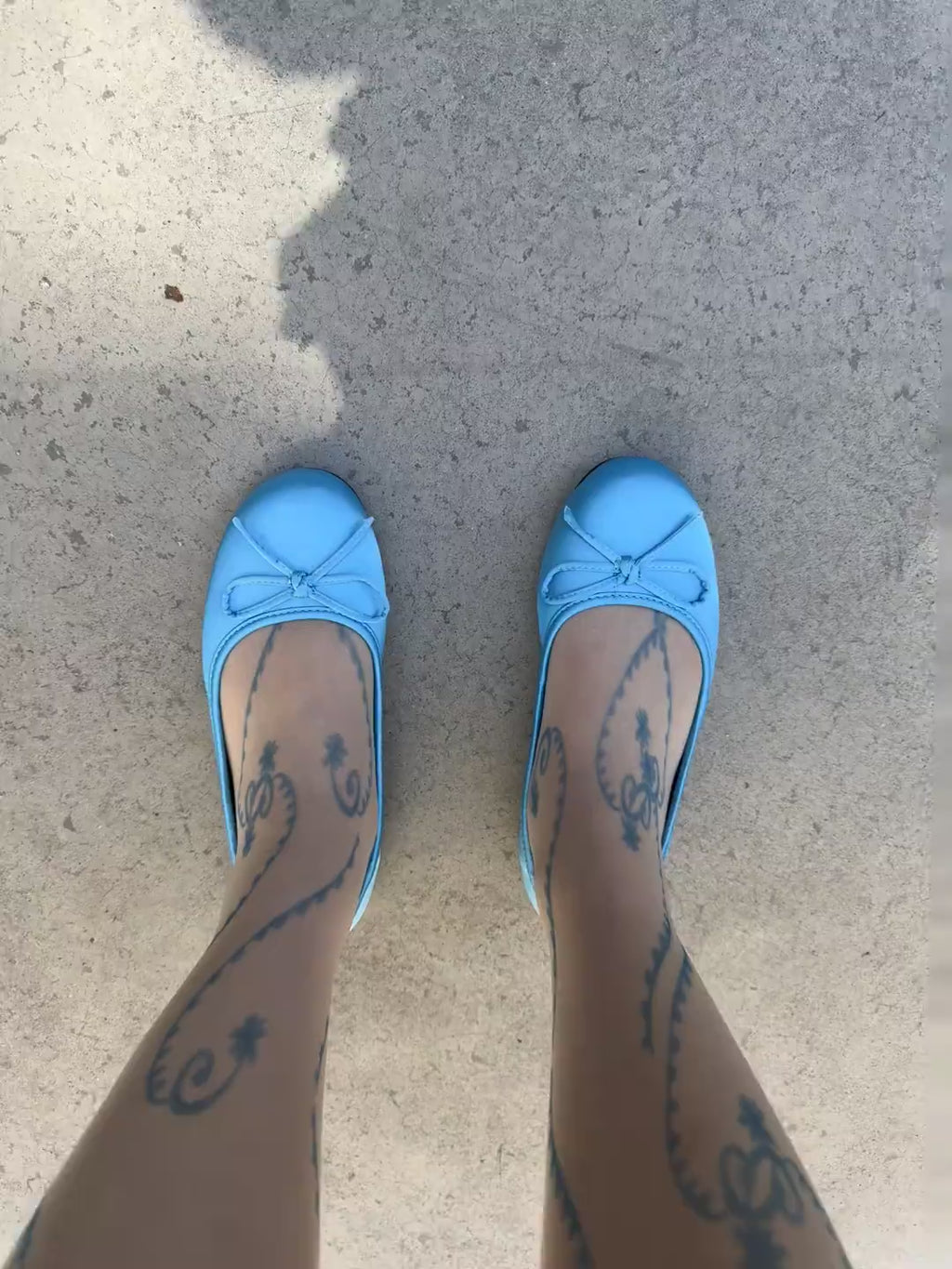 Blue Tattoo Print Sheer Skin Tights