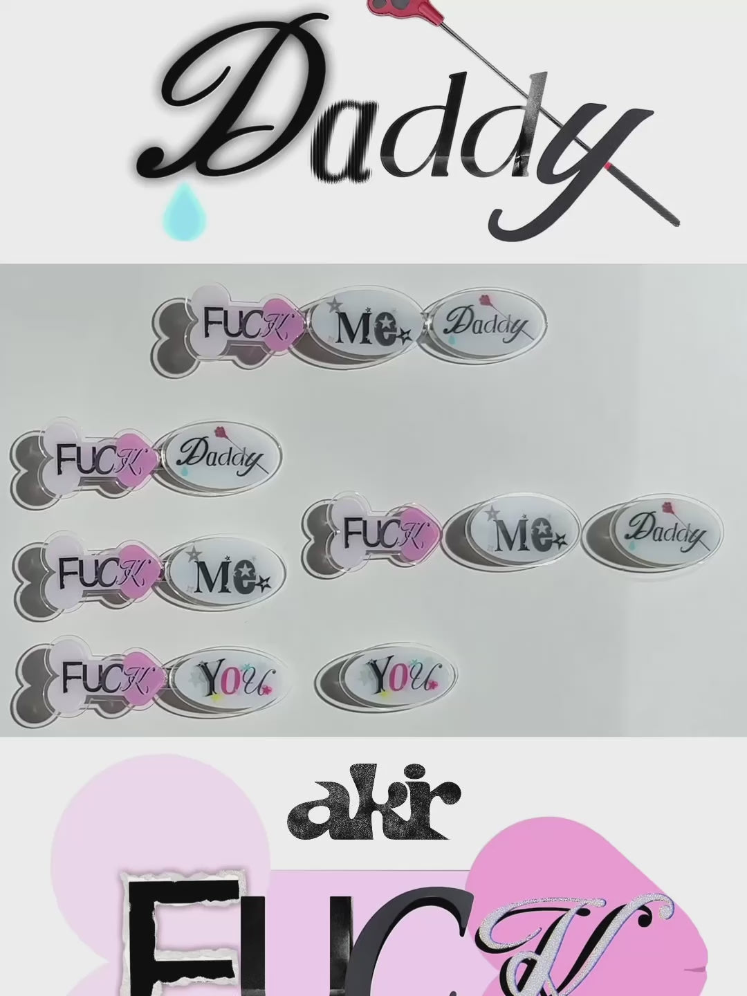 Cheeky Word Hair Clips Set